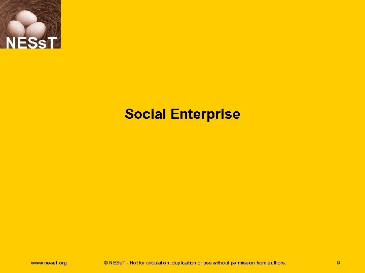 NESs. T Social Enterprise www. nesst. org © NESs. T - Not for circulation,