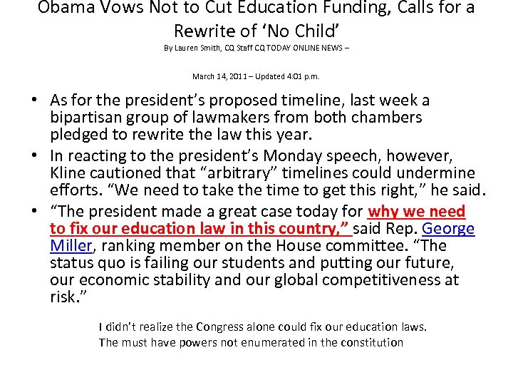 Obama Vows Not to Cut Education Funding, Calls for a Rewrite of ‘No Child’