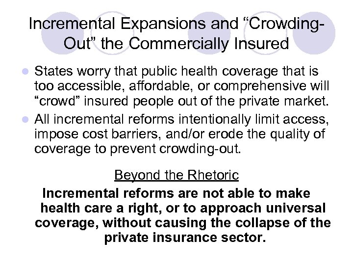 Incremental Expansions and “Crowding. Out” the Commercially Insured States worry that public health coverage