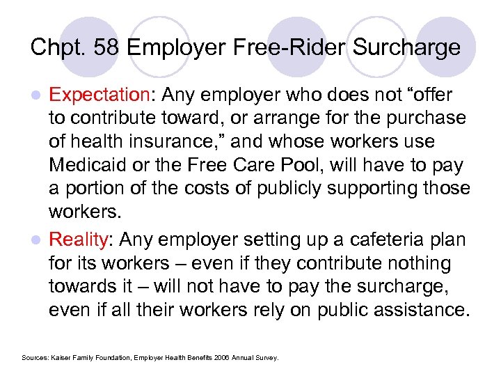 Chpt. 58 Employer Free-Rider Surcharge Expectation: Any employer who does not “offer to contribute