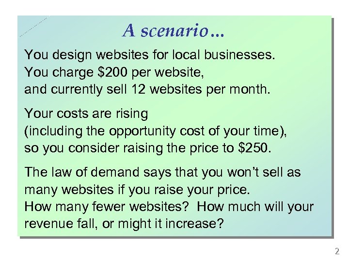 A scenario… You design websites for local businesses. You charge $200 per website, and