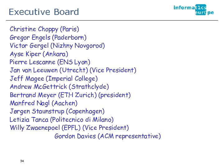 Executive Board Christine Choppy (Paris) Gregor Engels (Paderborn) Victor Gergel (Nizhny Novgorod) Ayse Kiper