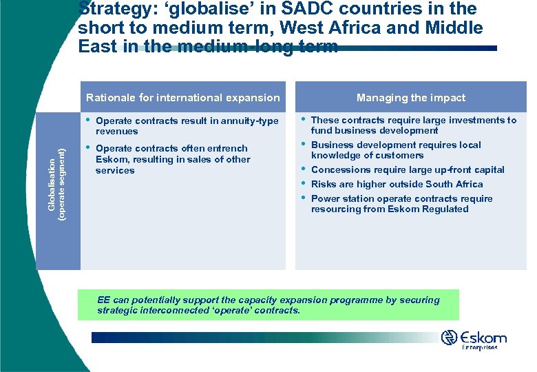 Strategy: ‘globalise’ in SADC countries in the short to medium term, West Africa and