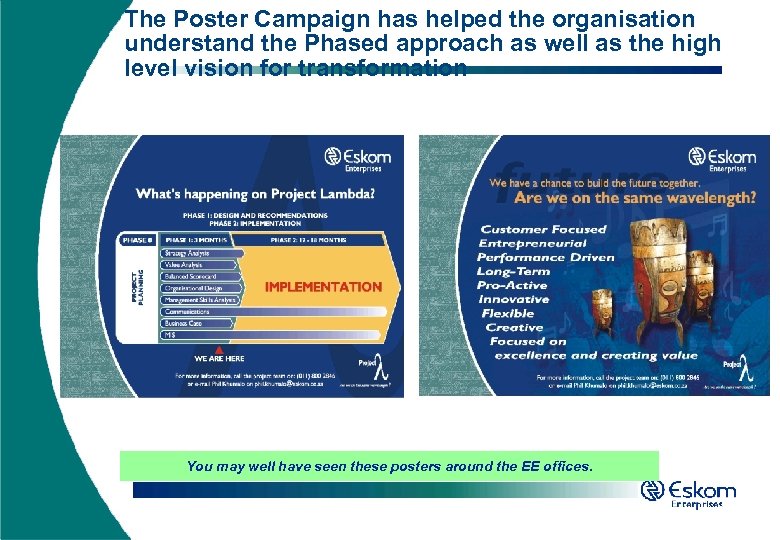 The Poster Campaign has helped the organisation understand the Phased approach as well as