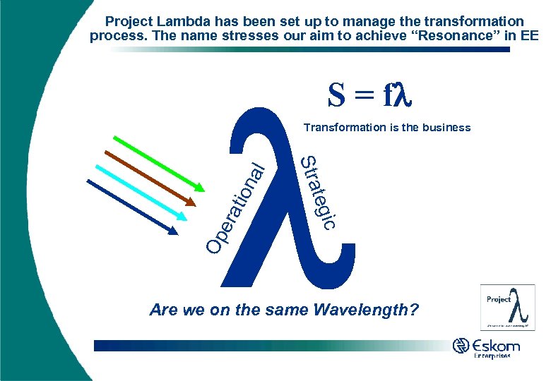Project Lambda has been set up to manage the transformation process. The name stresses