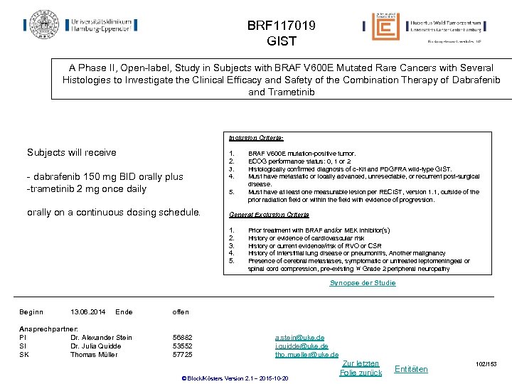 BRF 117019 GIST A Phase II, Open-label, Study in Subjects with BRAF V 600