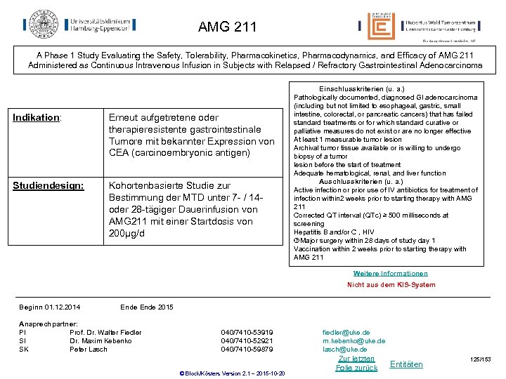 AMG 211 A Phase 1 Study Evaluating the Safety, Tolerability, Pharmacokinetics, Pharmacodynamics, and Efficacy