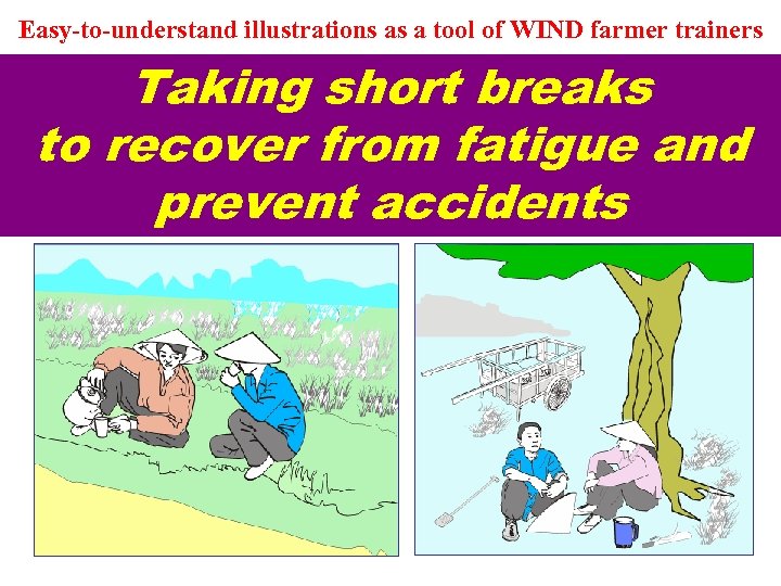 Easy-to-understand illustrations as a tool of WIND farmer trainers Taking short breaks to recover