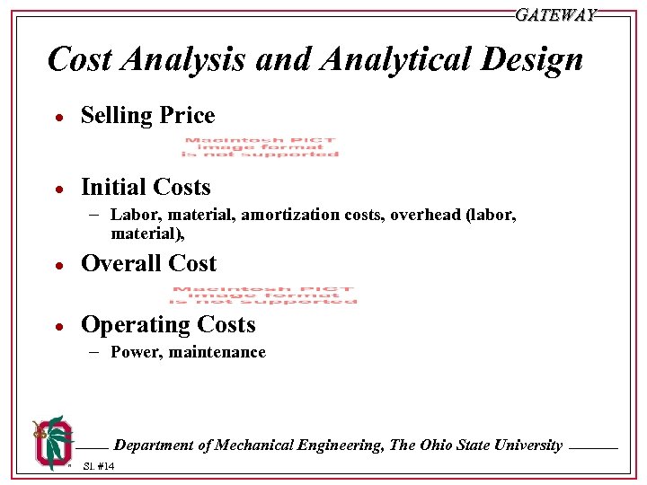 GATEWAY Cost Analysis and Analytical Design · Selling Price · Initial Costs - Labor,