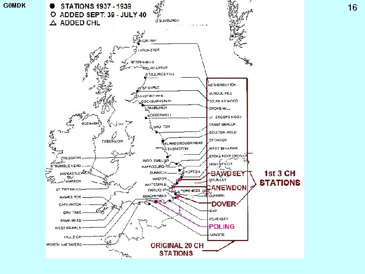 G 0 MDK 16 Map of Chain Home Radars 
