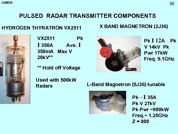 G 0 MDK 30 PULSED RADAR TRANSMITTER COMPONENTS HYDROGEN THYRATRON VX 2511 Pk I