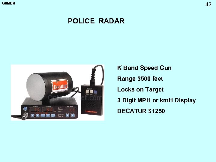 G 0 MDK 42 POLICE RADAR K Band Speed Gun Range 3500 feet Locks