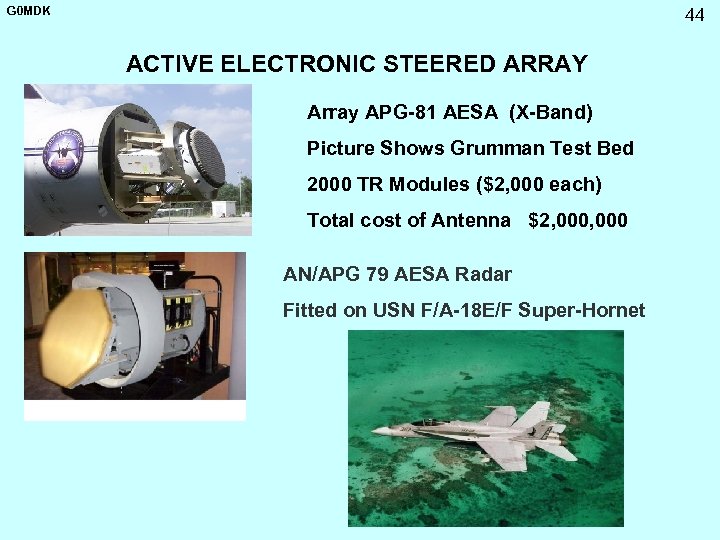 G 0 MDK 44 ACTIVE ELECTRONIC STEERED ARRAY Array APG-81 AESA (X-Band) Picture Shows