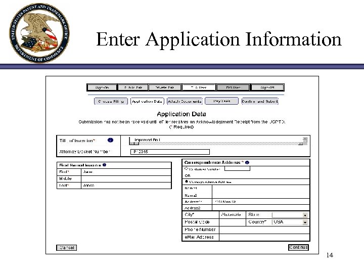 Enter Application Information 14 