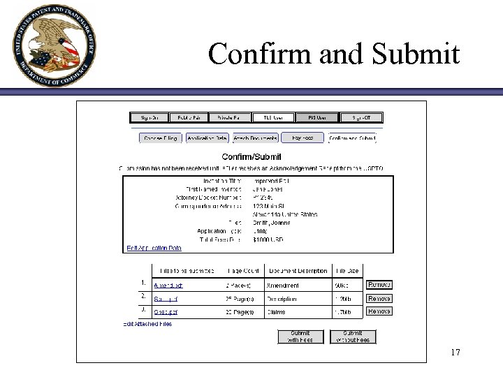 Confirm and Submit 17 