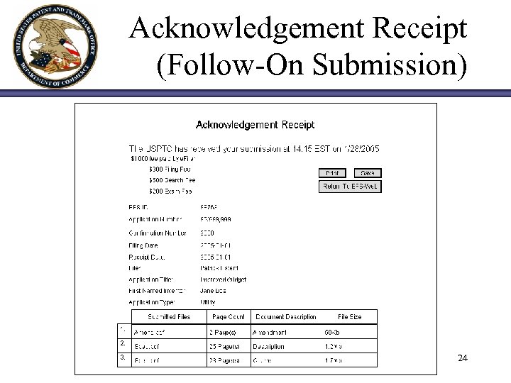 Acknowledgement Receipt (Follow-On Submission) 24 