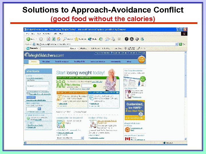 Solutions to Approach-Avoidance Conflict (good food without the calories) 