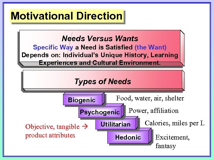 Motivational Direction Needs Versus Wants Specific Way a Need is Satisfied (the Want) Depends