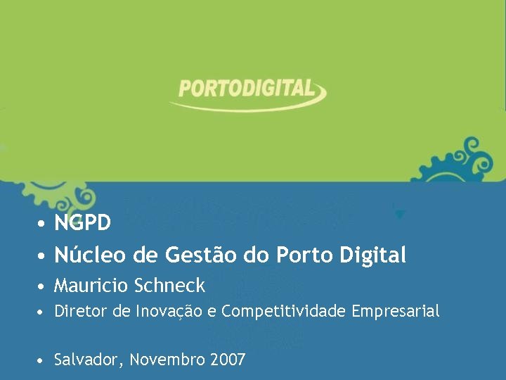  • NGPD • Núcleo de Gestão do Porto Digital • Mauricio Schneck •