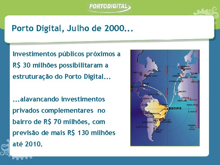 Porto Digital, Julho de 2000. . . Investimentos públicos próximos a R$ 30 milhões