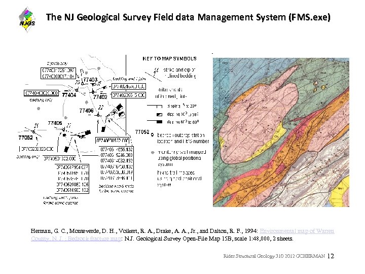 The NJ Geological Survey Field data Management System (FMS. exe) Herman, G. C. ,