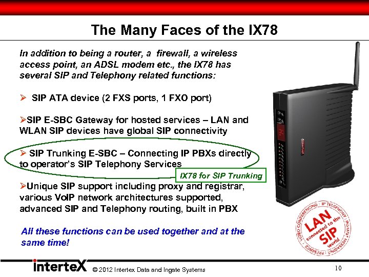The Many Faces of the IX 78 In addition to being a router, a