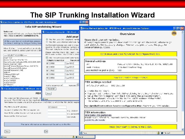 The SIP Trunking Installation Wizard Ø jkjjk 