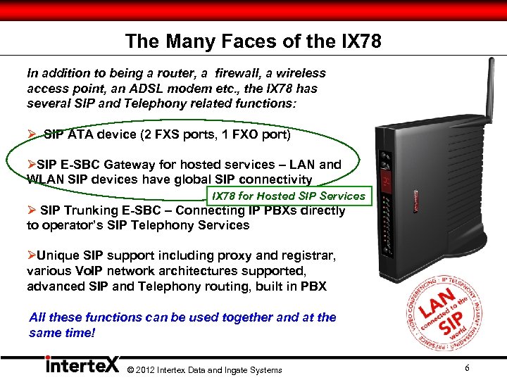 The Many Faces of the IX 78 In addition to being a router, a