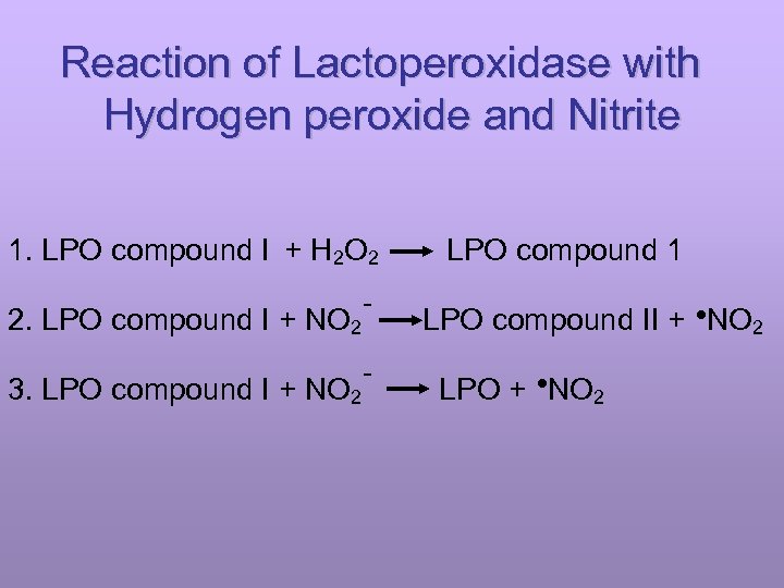 Reaction of Lactoperoxidase with Hydrogen peroxide and Nitrite 1. LPO compound I + H