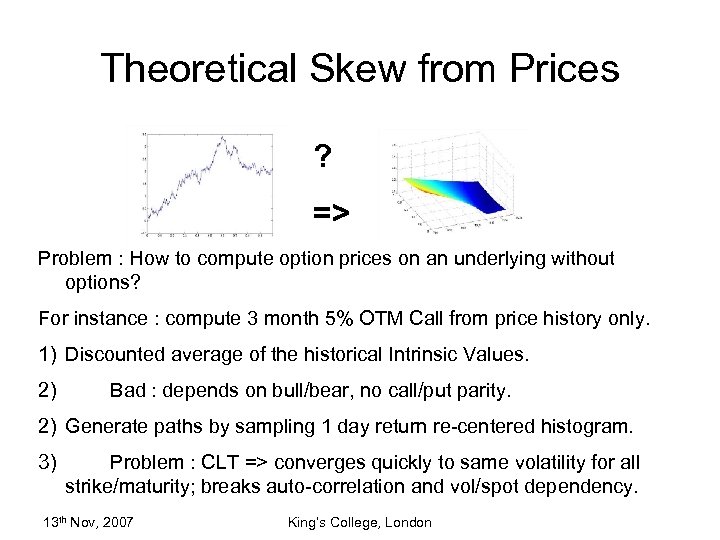 Theoretical Skew from Prices ? => Problem : How to compute option prices on