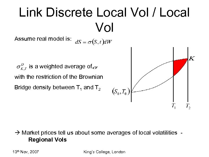 Link Discrete Local Vol / Local Vol Assume real model is: is a weighted