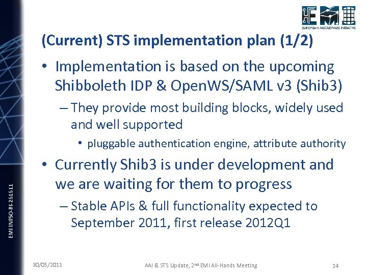 (Current) STS implementation plan (1/2) • Implementation is based on the upcoming Shibboleth IDP