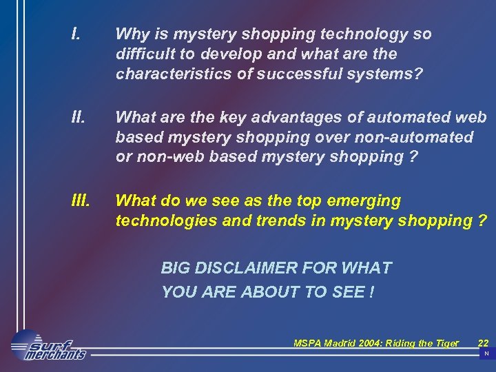 I. Why is mystery shopping technology so difficult to develop and what are the