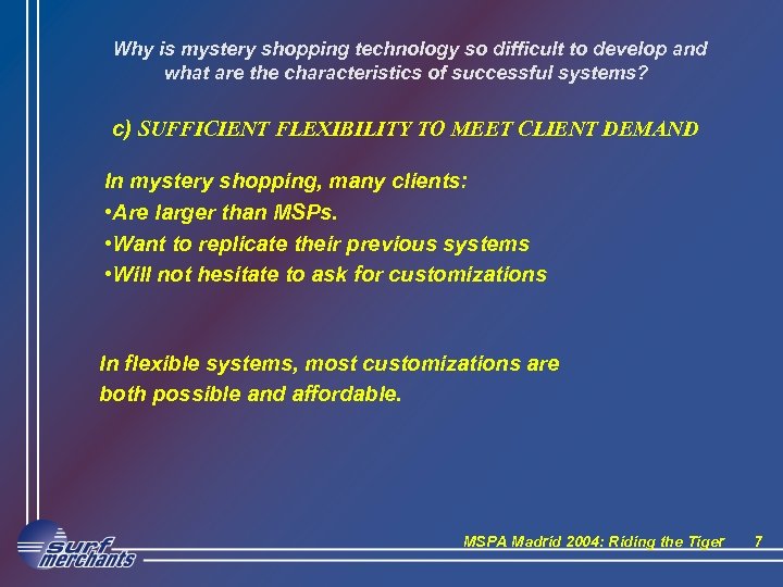 Why is mystery shopping technology so difficult to develop and what are the characteristics