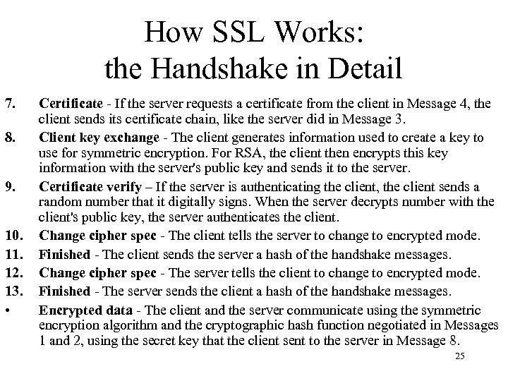 How SSL Works: the Handshake in Detail 7. 8. 9. 10. 11. 12. 13.