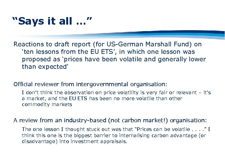 “Says it all …” Reactions to draft report (for US-German Marshall Fund) on ‘ten