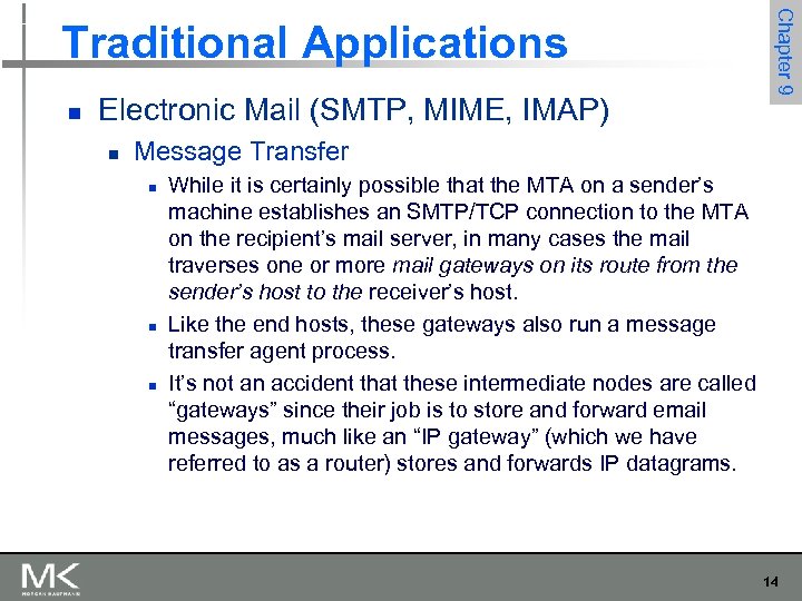 n Electronic Mail (SMTP, MIME, IMAP) n Chapter 9 Traditional Applications Message Transfer n