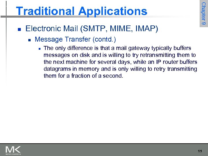 n Electronic Mail (SMTP, MIME, IMAP) n Chapter 9 Traditional Applications Message Transfer (contd.