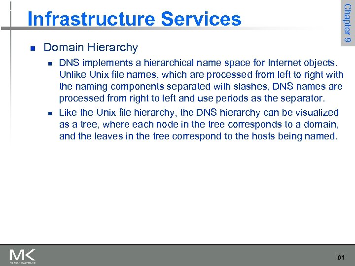 n Domain Hierarchy n n Chapter 9 Infrastructure Services DNS implements a hierarchical name