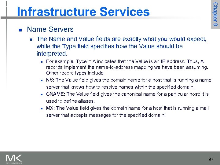 Chapter 9 Infrastructure Services n Name Servers n The Name and Value fields are