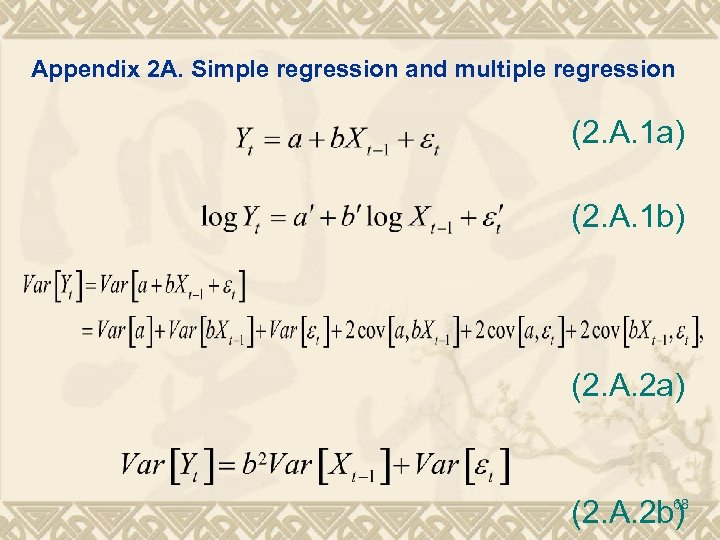 Appendix 2 A. Simple regression and multiple regression (2. A. 1 a) (2. A.
