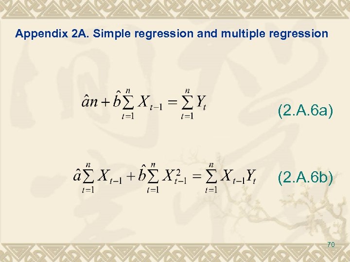 Appendix 2 A. Simple regression and multiple regression (2. A. 6 a) (2. A.
