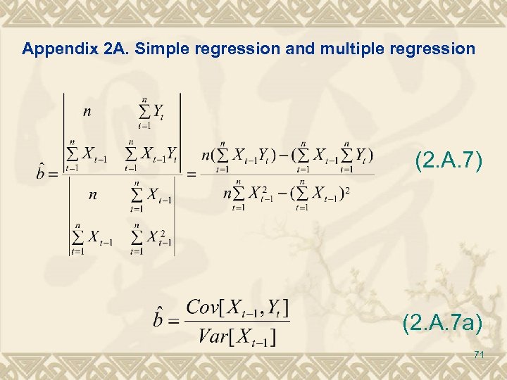 Appendix 2 A. Simple regression and multiple regression (2. A. 7) (2. A. 7