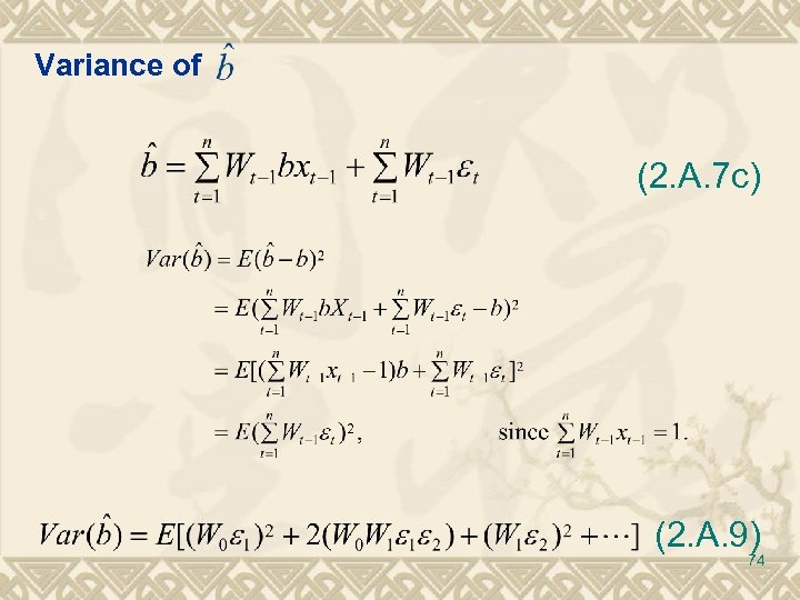 Variance of (2. A. 7 c) (2. A. 9) 74 