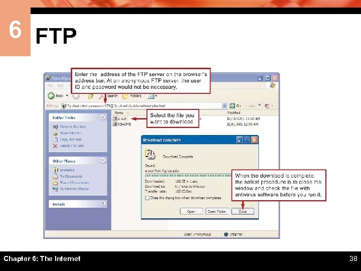 6 FTP Chapter 6: The Internet 38 