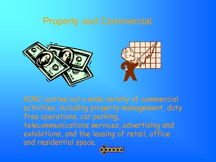 Property and Commercial KCRC carries out a wide variety of commercial activities, including property