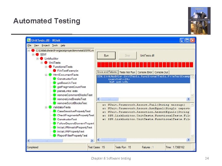Automated Testing Chapter 8 Software testing 24 
