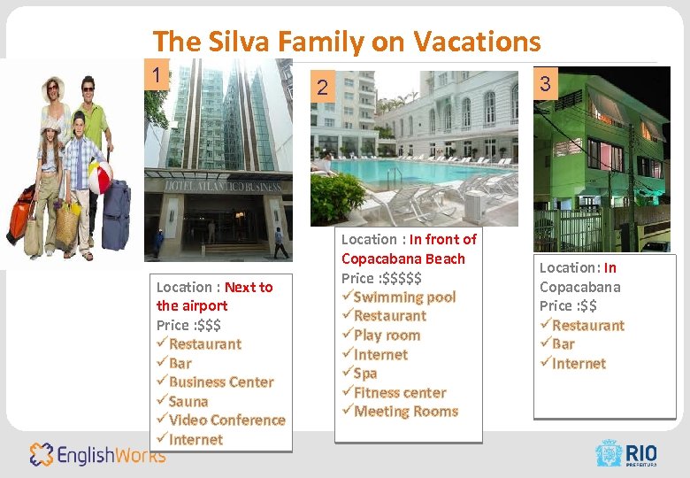 The Silva Family on Vacations 1 Location : Next to the airport Price :