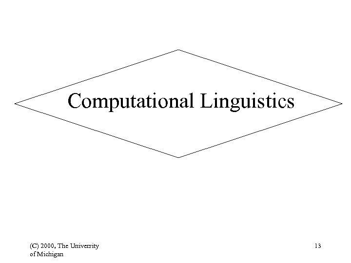 Computational Linguistics (C) 2000, The University of Michigan 13 