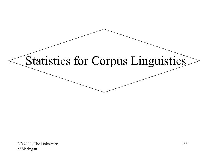 Statistics for Corpus Linguistics (C) 2000, The University of Michigan 53 